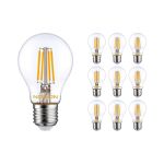 Lot 10x Noxion Lucent Filament LED E27 Poire Claire 4.5W 470lm - 827 Blanc Très Chaud | Équivalent 40W