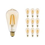 Lot 10x Noxion Lucent LED E27 Edison Filament Ambre 7.2W 630lm -  822 Blanc Très Chaud | Dimmable - Équivalent 50W