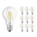 Lot 10x Ledvance CLASSIC LED E27 Poire Filament Claire 4W 470lm - 827 Blanc Très Chaud | Équivalent 40W