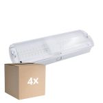 Lot 4x Noxion LED Détresse Bulkhead Blanc 8.5W 500lm - 865 Lumière Du Jour | Éclairage De Secours 3 Heures - incl. 4 directions