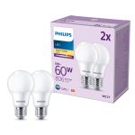 Lot 2x Philips Ampoule LED E27 Poire Dépolie 8W 806lm - 827 Blanc Très Chaud