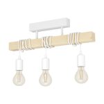 Eglo Plafonnier Townshend Acier Blanc Bois | IP20 - Convient pour 3x E27 