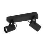 Eglo Plafonnier Sorego Acier Noir 2x2.8W 2x250lm - 830 Blanc Chaud | IP20 - Incl. 2x GU10