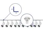 Ensemble complet Rail Monophasé Rail L 2 x 2 Mètre Blanc | incl. 10x Spot + GU10 2700K 3W Dimmable + Embout, Connecteur d’Alimentation et L -Connecteur