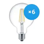 Voordeelpak 6x Philips Corepro LED Globe E27 Filament Helder 95mm 7W 806lm - 827 Zeer Warm Wit | Vervangt 60W